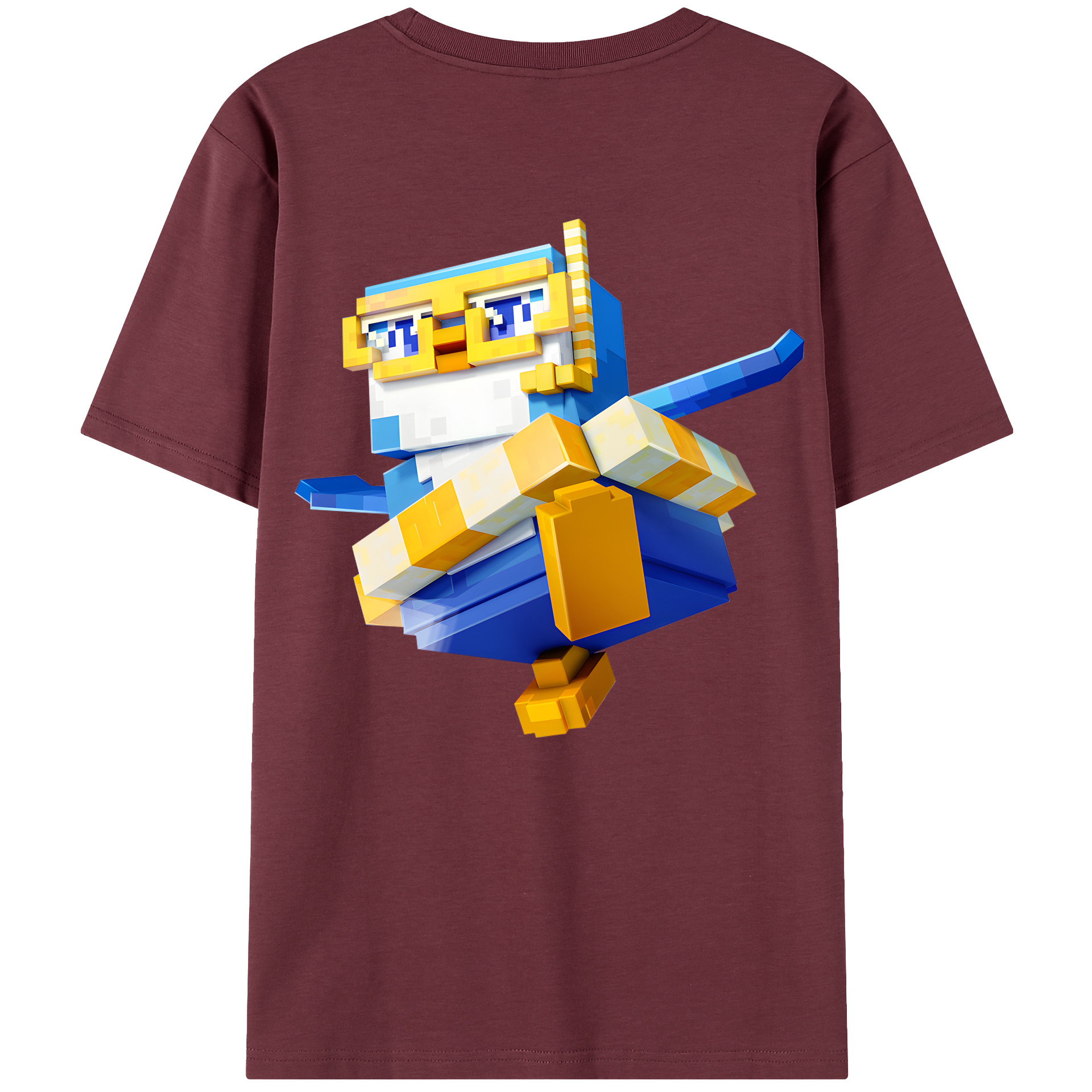 （画像用） マインクラフト ブロックの世界 Minecraft MC Block world 綿100％半袖Tシャツ（背面プリント）